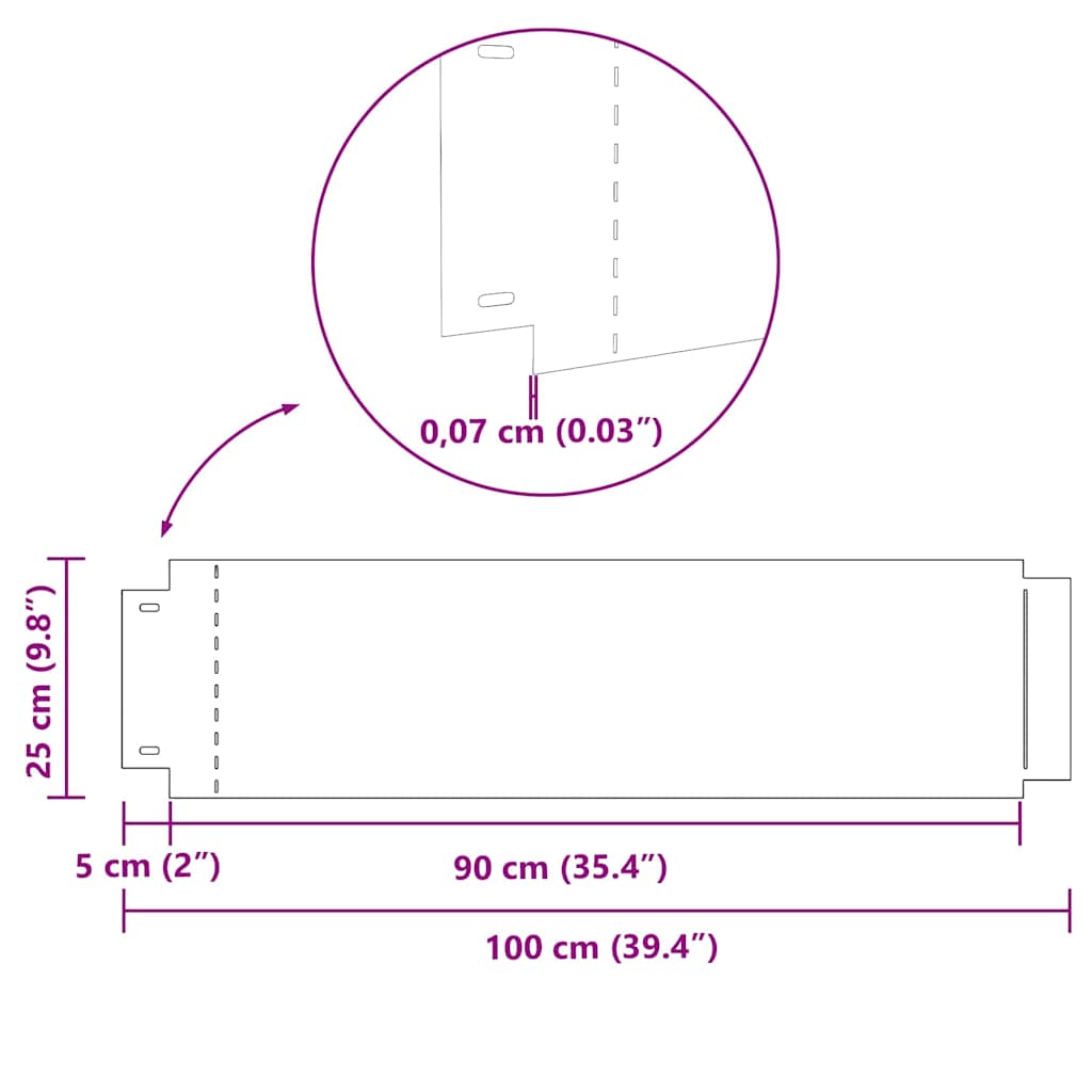 Rasenkanten 20 pcs Silber 100 x 25 cm Verzinkter Stahl