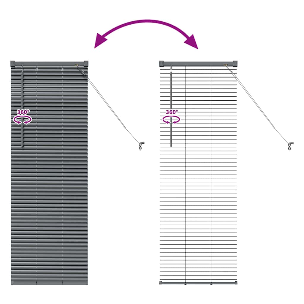 Fensterjalousie mit Vorhängen Manuell Dunkelgrau Aluminium