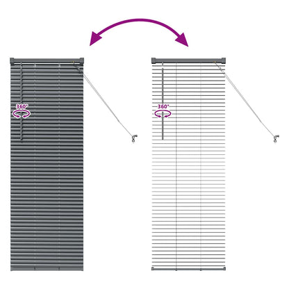 Fensterjalousie mit Vorhängen Manuell Dunkelgrau Aluminium