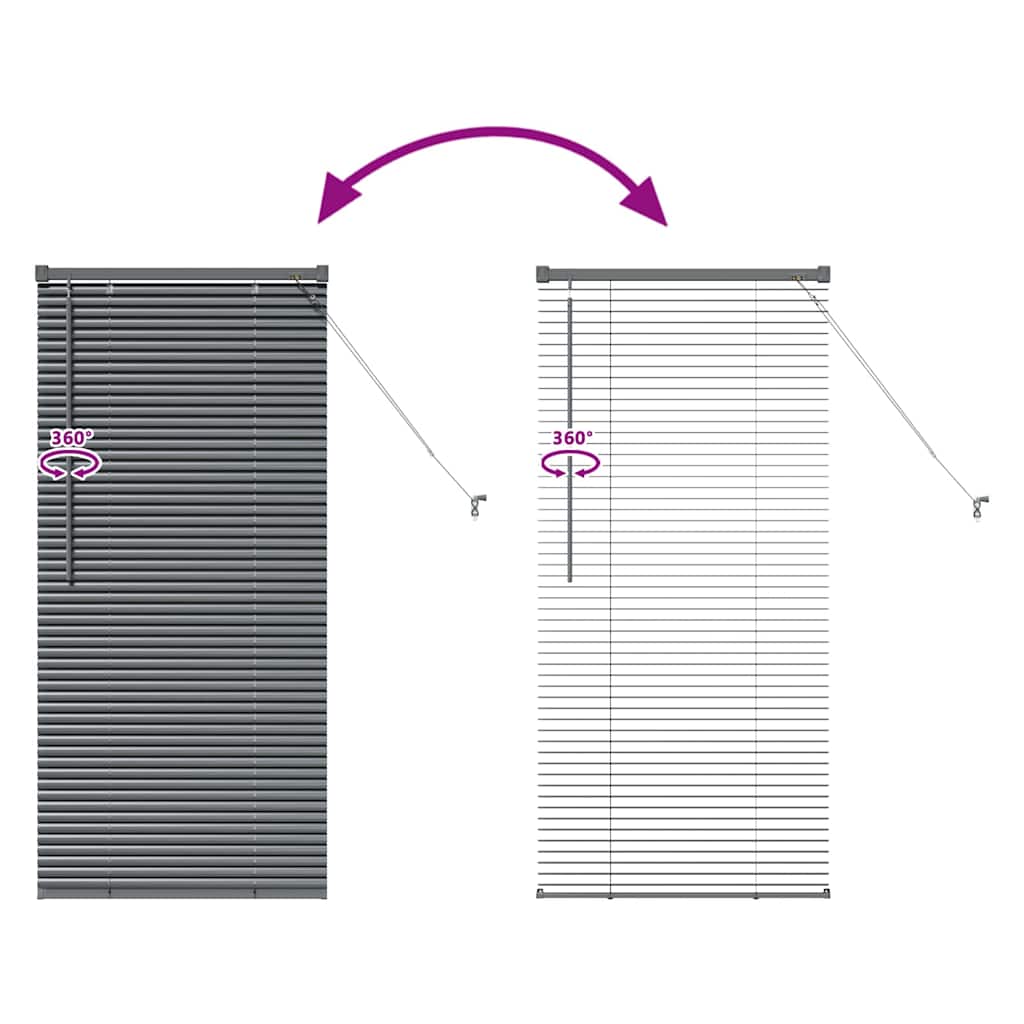 Fensterjalousie mit Vorhängen Manuell Dunkelgrau Aluminium