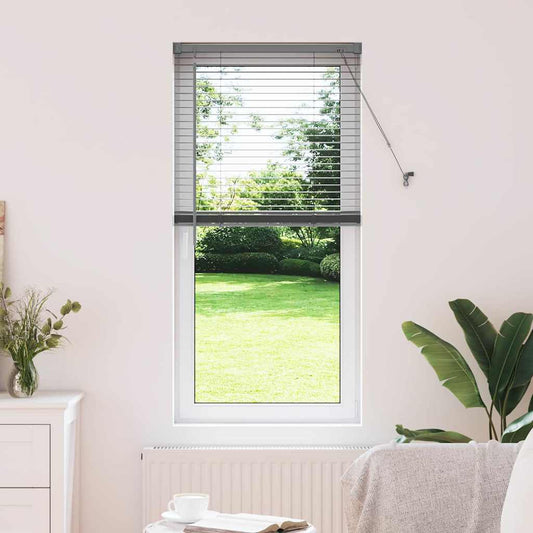 Fensterjalousie mit Vorhängen Manuell Dunkelgrau Aluminium