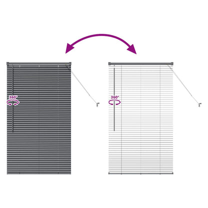 Fensterjalousie mit Vorhängen Manuell Dunkelgrau Aluminium