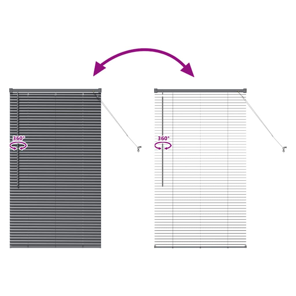 Fensterjalousie mit Vorhängen Manuell Dunkelgrau Aluminium