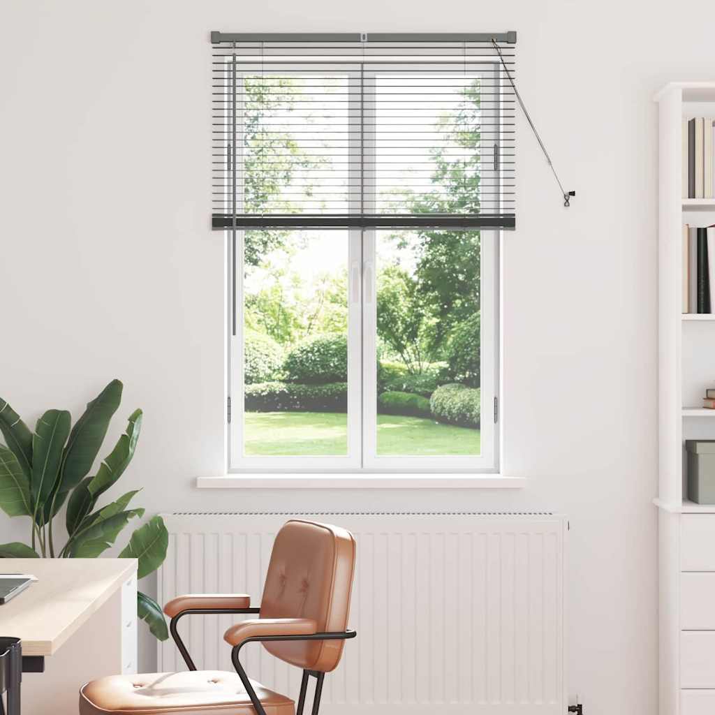 Fensterjalousie mit Vorhängen Manuell Dunkelgrau Aluminium