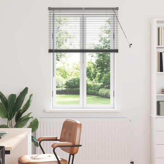 Fensterjalousie mit Vorhängen Manuell Dunkelgrau Aluminium