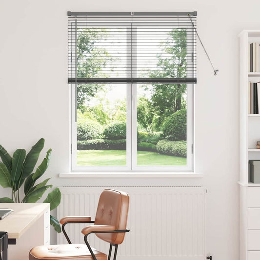 Fensterjalousie mit Vorhängen Manuell Dunkelgrau Aluminium