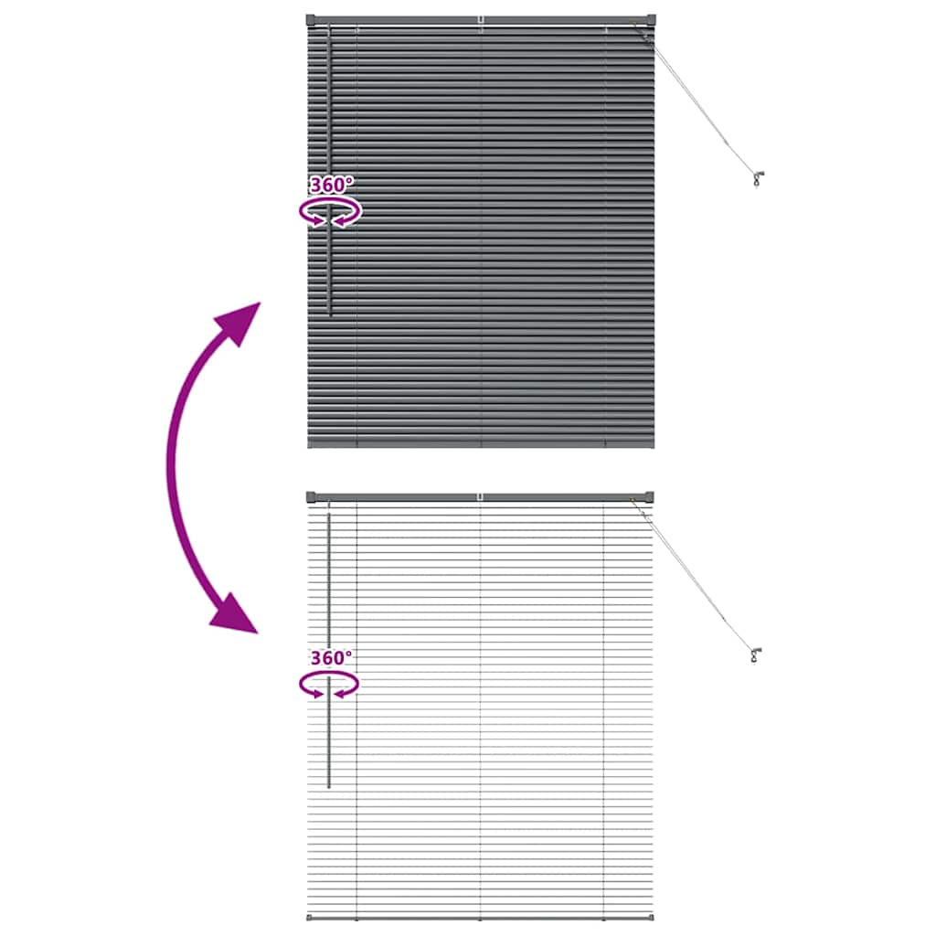 Fensterjalousie mit Vorhängen Manuell Dunkelgrau Aluminium
