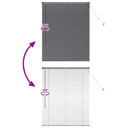 Fensterjalousie mit Vorhängen Manuell Dunkelgrau Aluminium