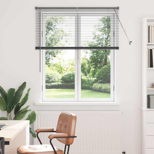 Fensterjalousie mit Vorhängen Manuell Dunkelgrau Aluminium