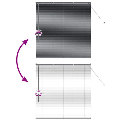 Fensterjalousie mit Vorhängen Manuell Dunkelgrau Aluminium