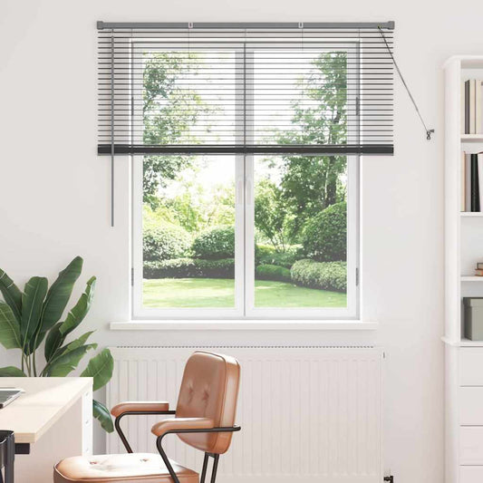 Fensterjalousie mit Vorhängen Manuell Dunkelgrau Aluminium