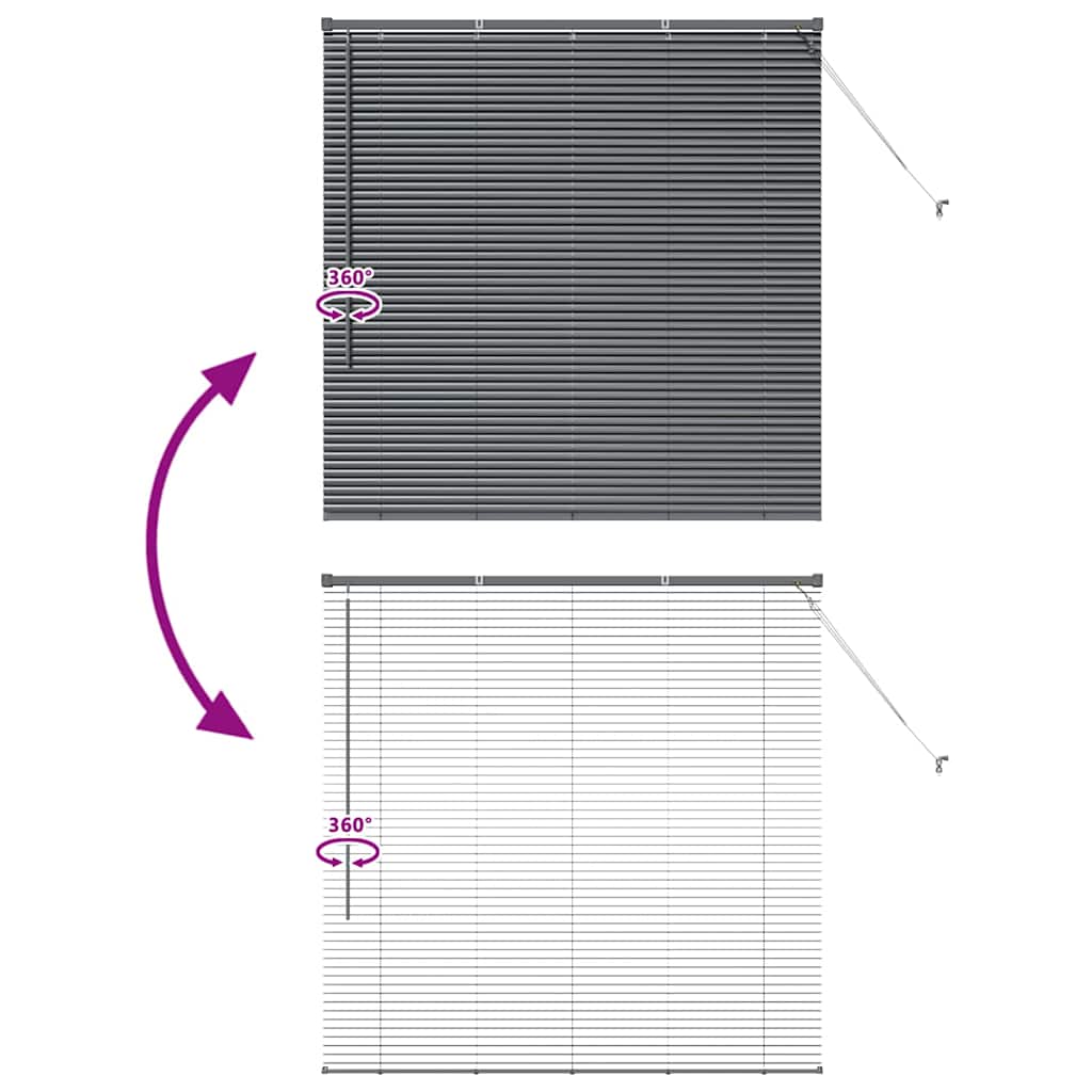 Fensterjalousie mit Vorhängen Manuell Dunkelgrau Aluminium
