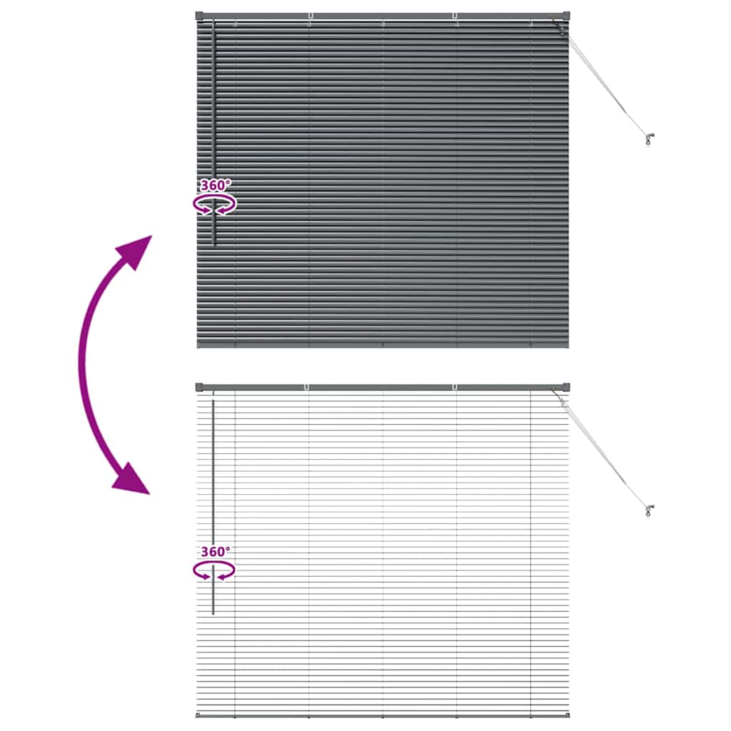 Fensterjalousie mit Vorhängen Manuell Dunkelgrau Aluminium