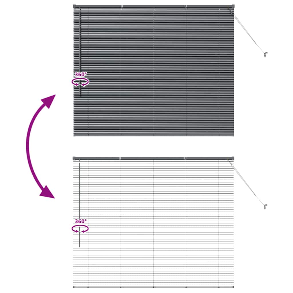 Fensterjalousie mit Vorhängen Manuell Dunkelgrau Aluminium
