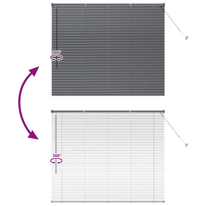 Fensterjalousie mit Vorhängen Manuell Dunkelgrau Aluminium