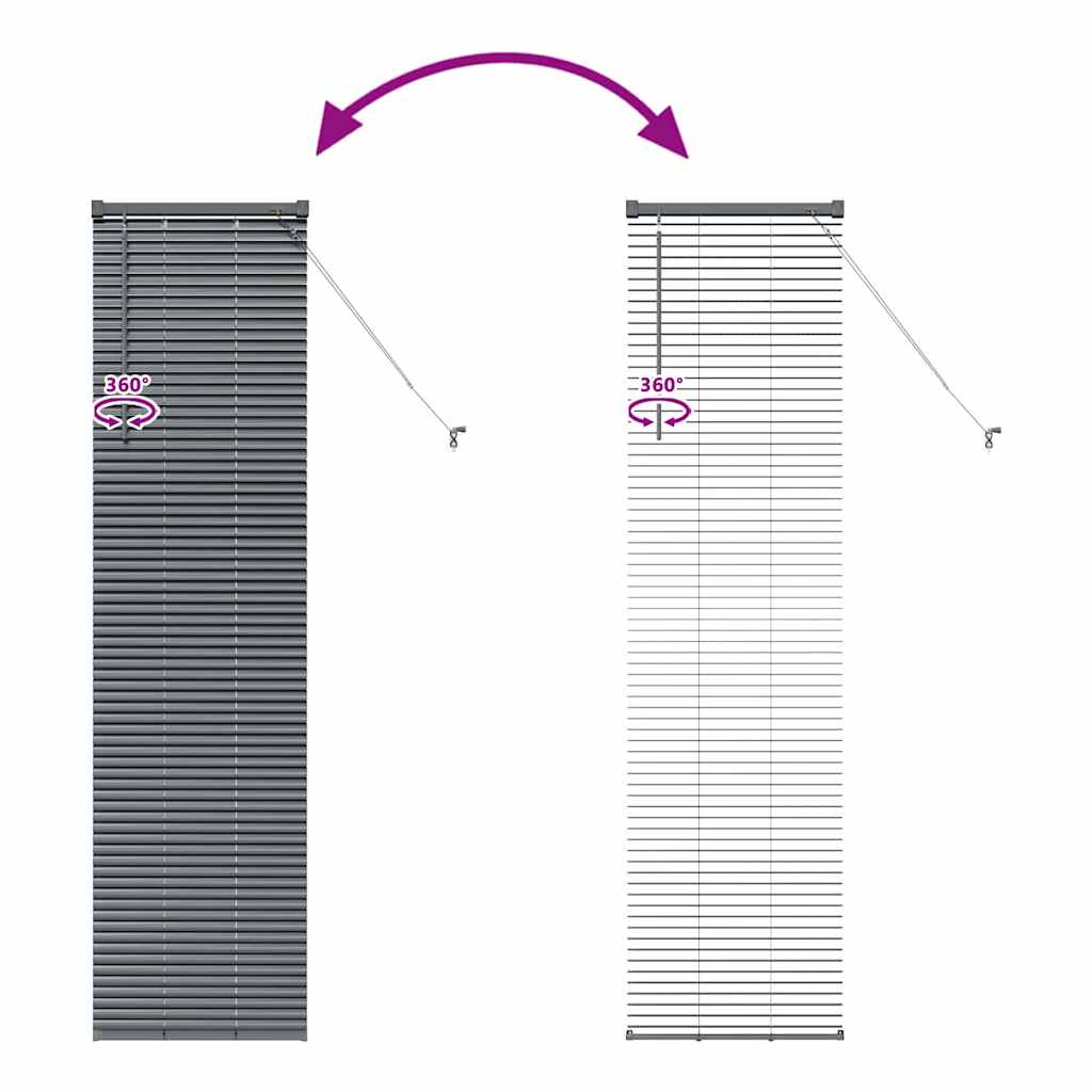 Fensterjalousie mit Vorhängen Manuell Dunkelgrau Aluminium