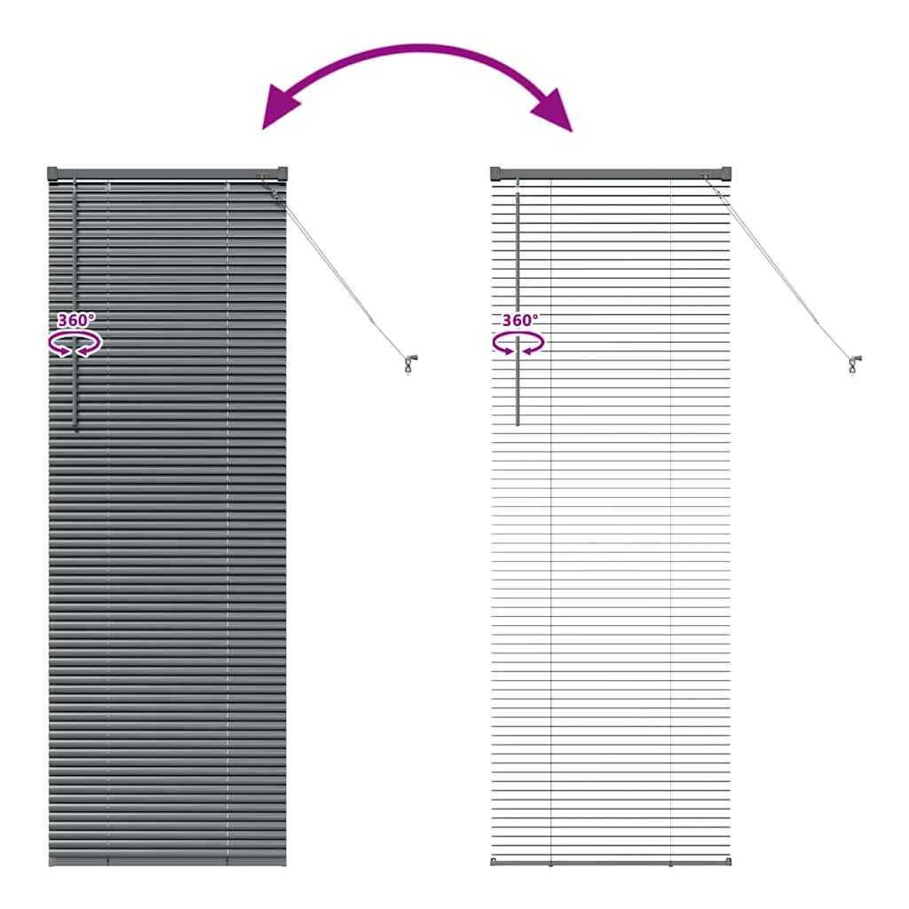 Fensterjalousie mit Vorhängen Manuell Dunkelgrau Aluminium