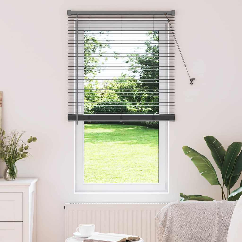 Fensterjalousie mit Vorhängen Manuell Dunkelgrau Aluminium
