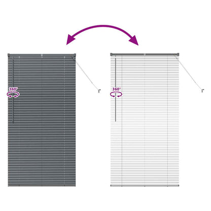 Fensterjalousie mit Vorhängen Manuell Dunkelgrau Aluminium