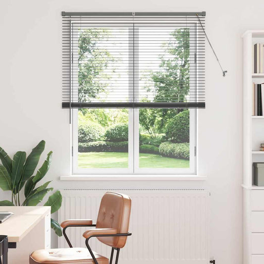Fensterjalousie mit Vorhängen Manuell Dunkelgrau Aluminium