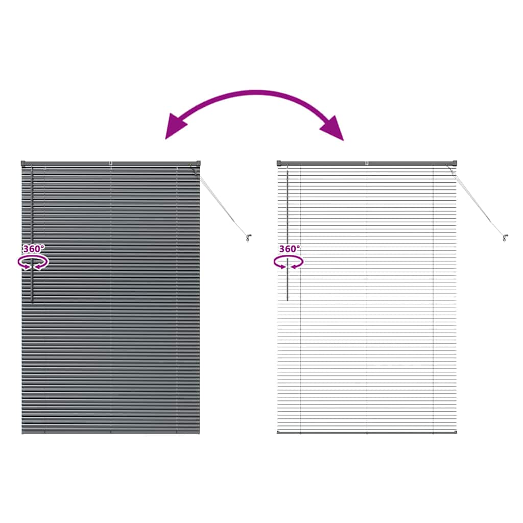 Fensterjalousie mit Vorhängen Manuell Dunkelgrau Aluminium