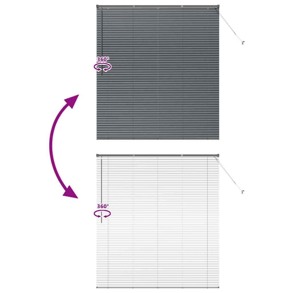 Fensterjalousie mit Vorhängen Manuell Dunkelgrau Aluminium