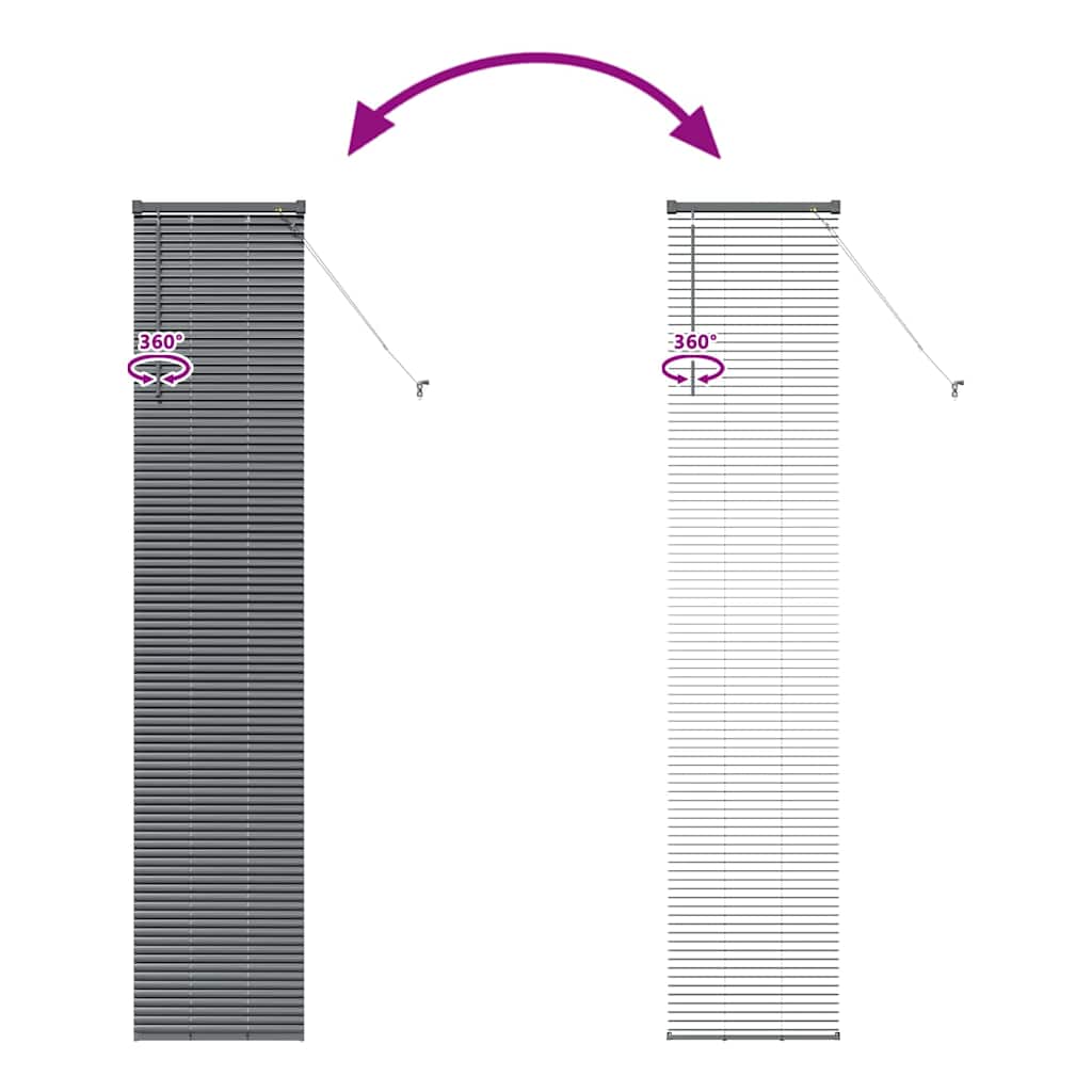 Fensterjalousie mit Vorhängen Manuell Dunkelgrau Aluminium