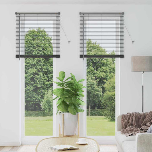 Fensterjalousie mit Vorhängen Manuell Dunkelgrau Aluminium