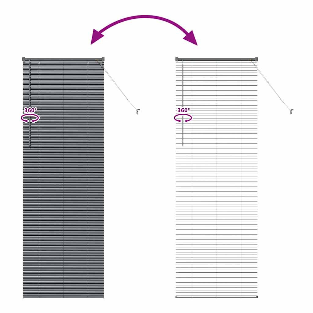 Fensterjalousie mit Vorhängen Manuell Dunkelgrau Aluminium