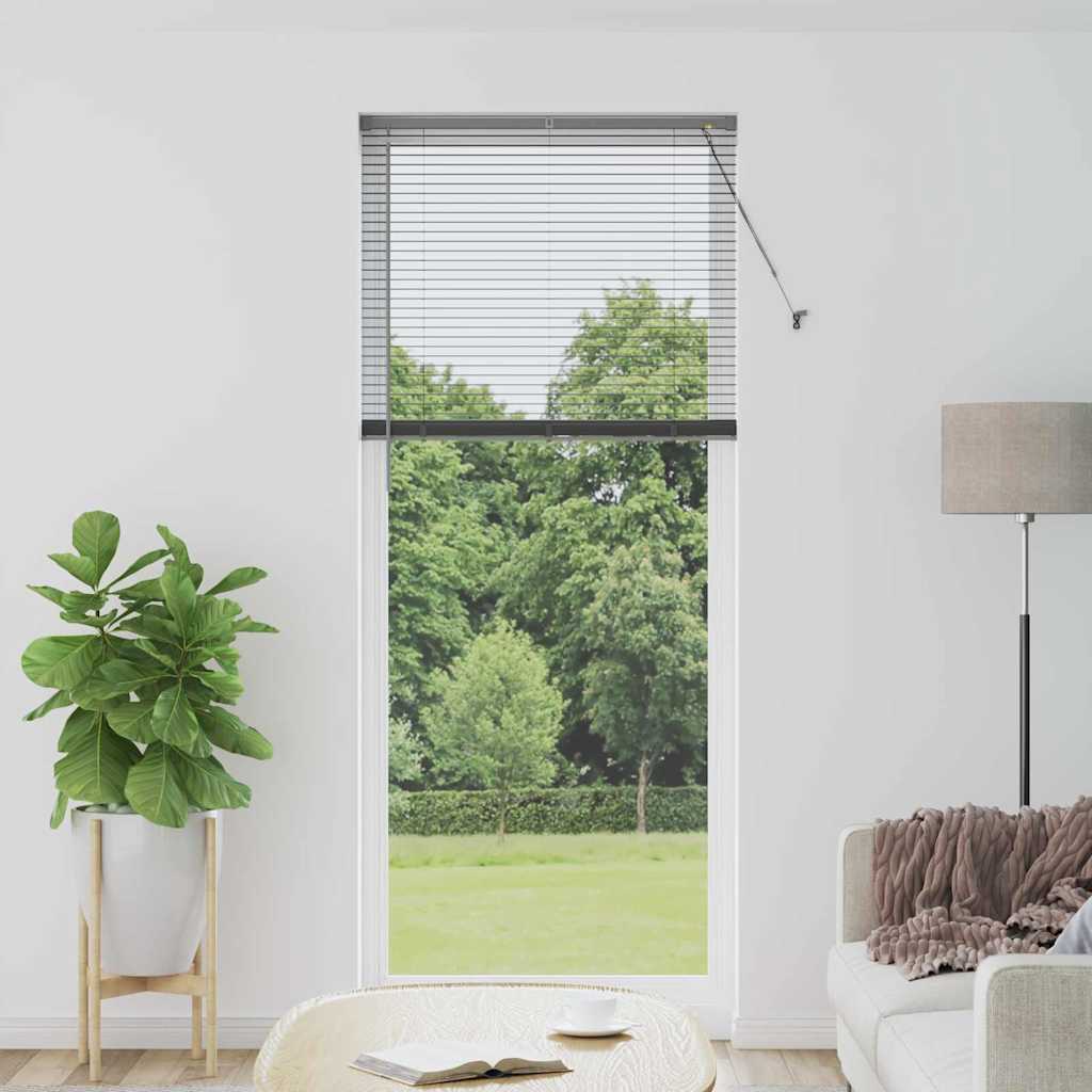 Fensterjalousie mit Vorhängen Manuell Dunkelgrau Aluminium