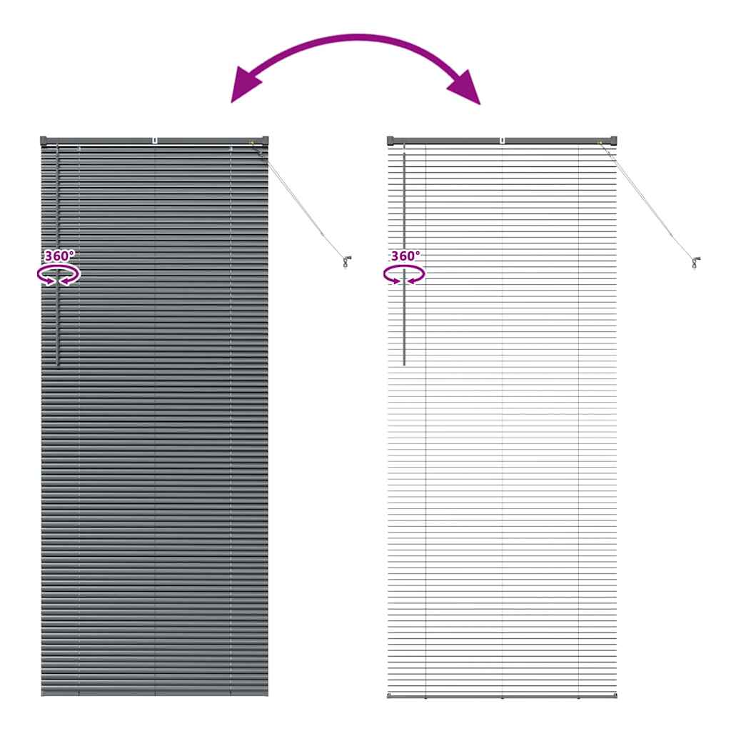 Fensterjalousie mit Vorhängen Manuell Dunkelgrau Aluminium