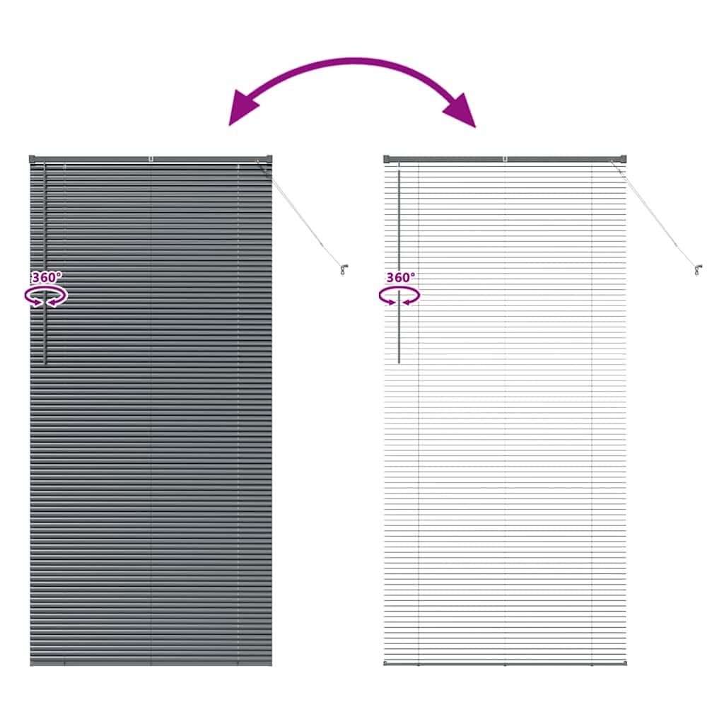 Fensterjalousie mit Vorhängen Manuell Dunkelgrau Aluminium