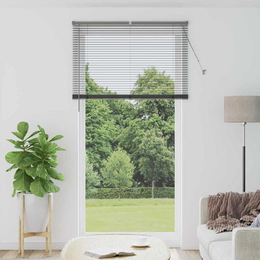 Fensterjalousie mit Vorhängen Manuell Dunkelgrau Aluminium