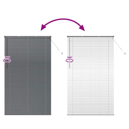 Fensterjalousie mit Vorhängen Manuell Dunkelgrau Aluminium