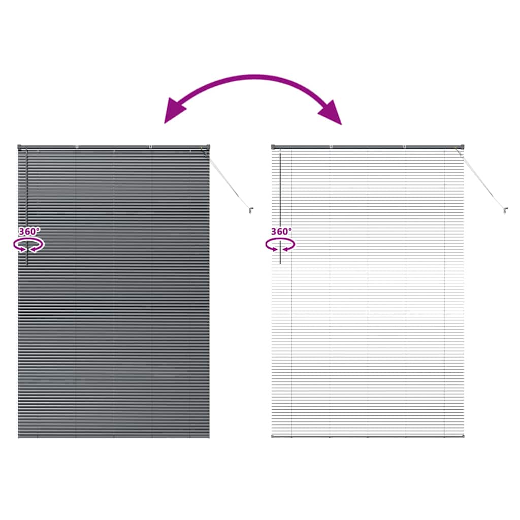 Fensterjalousie mit Vorhängen Manuell Dunkelgrau Aluminium