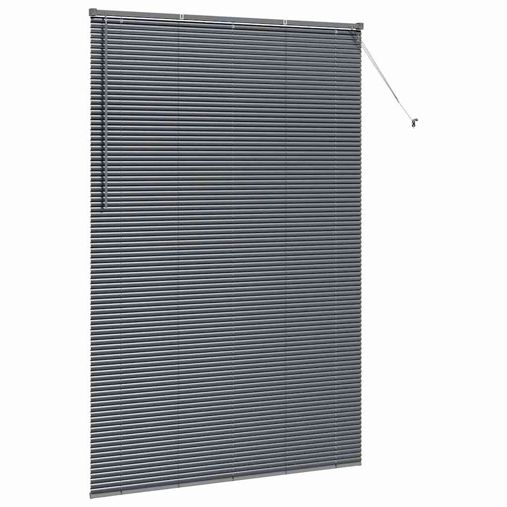 Fensterjalousie mit Vorhängen Dunkelgrau Aluminium
