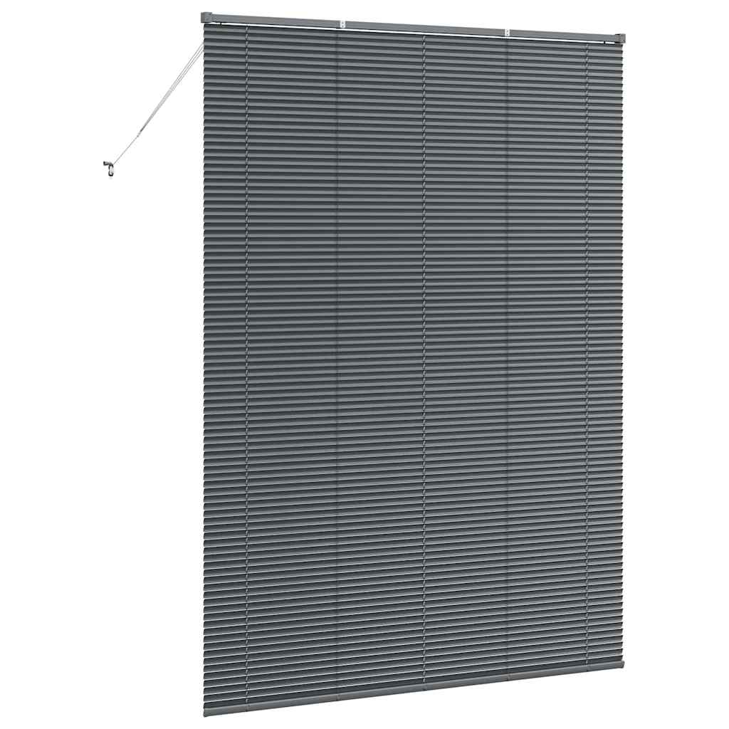 Fensterjalousie mit Vorhängen Dunkelgrau Aluminium