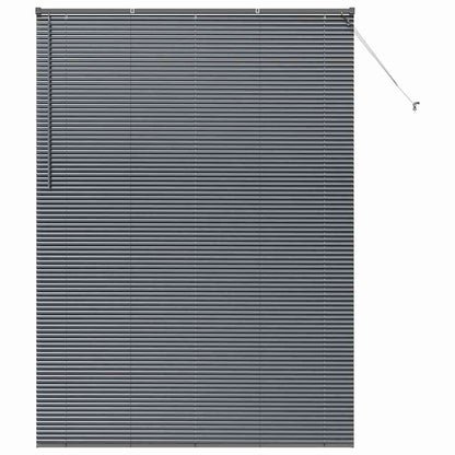 Fensterjalousie mit Vorhängen Dunkelgrau Aluminium