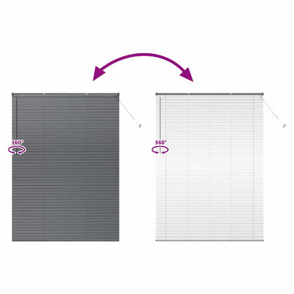 Fensterjalousie mit Vorhängen Dunkelgrau Aluminium