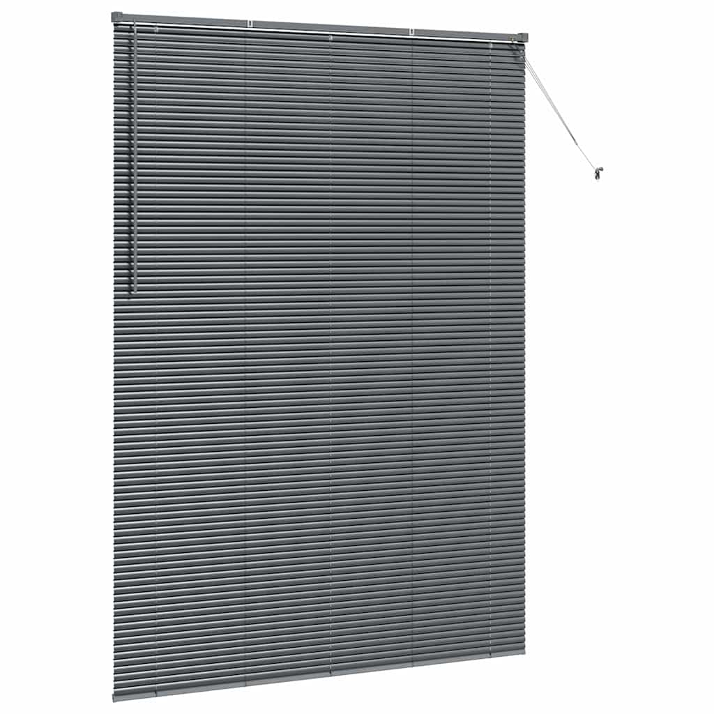Fensterjalousie mit Vorhängen Dunkelgrau Aluminium
