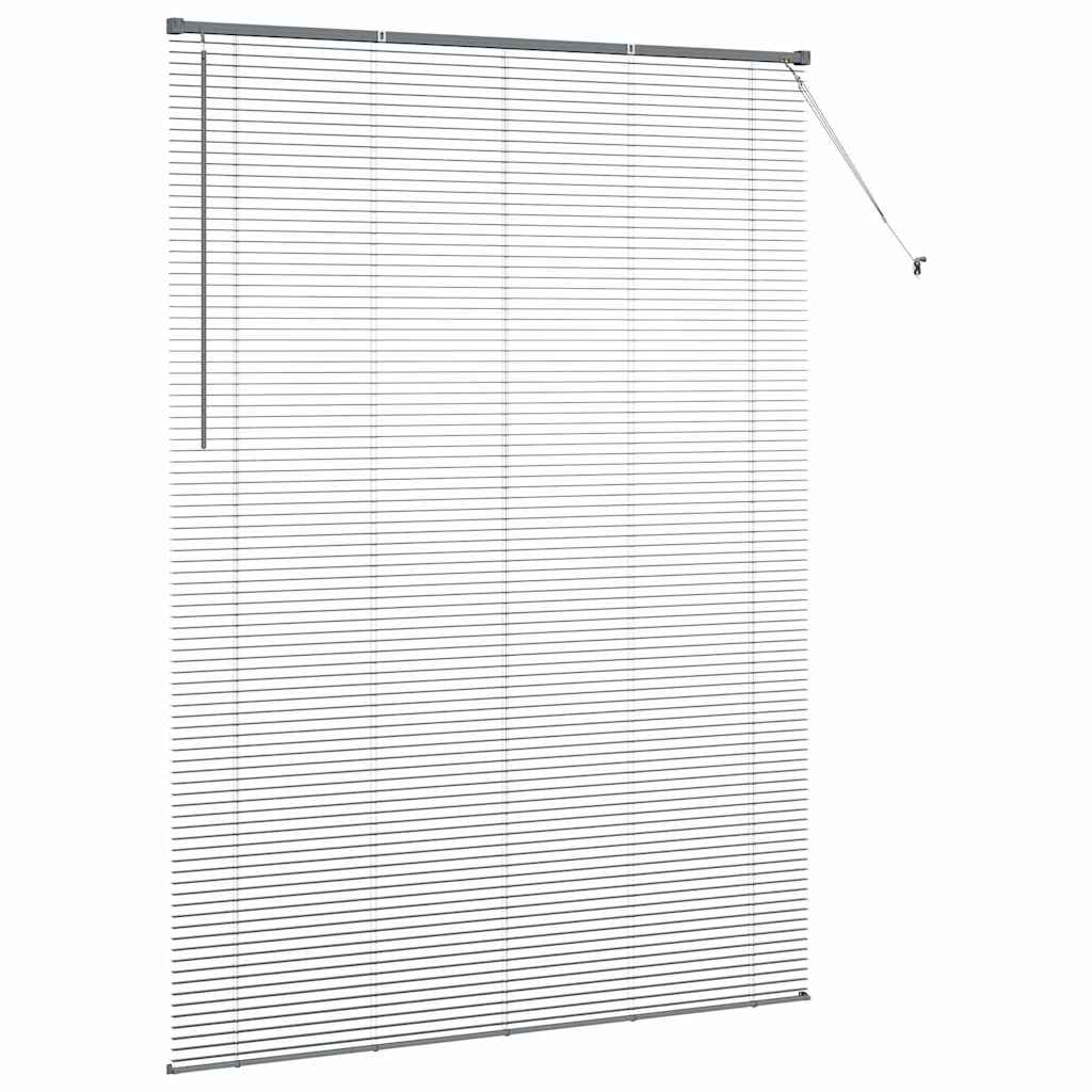 Fensterjalousie mit Vorhängen Dunkelgrau Aluminium