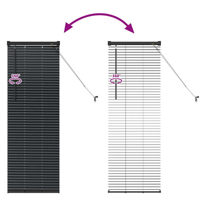 Fensterjalousie mit Vorhängen Schwarz Aluminium