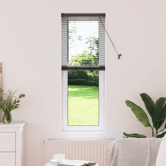 Fensterjalousie mit Vorhängen Schwarz Aluminium