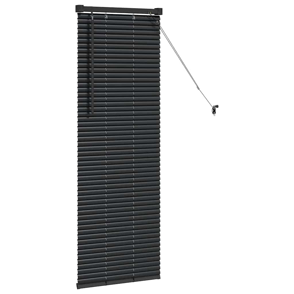 Fensterjalousie mit Vorhängen Schwarz Aluminium