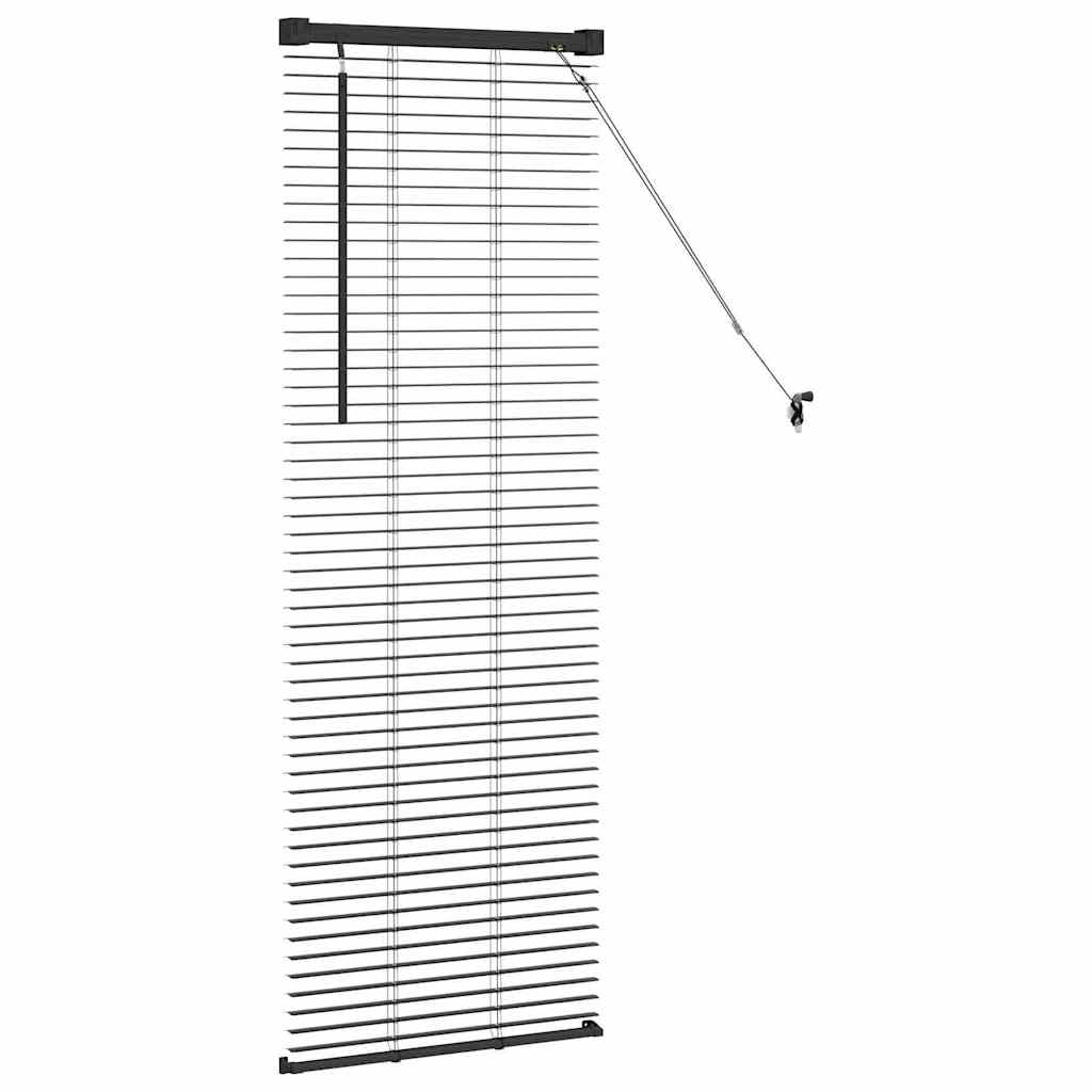 Fensterjalousie mit Vorhängen Schwarz Aluminium