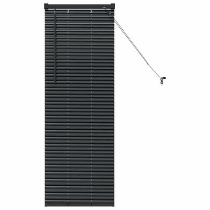Fensterjalousie mit Vorhängen Schwarz Aluminium