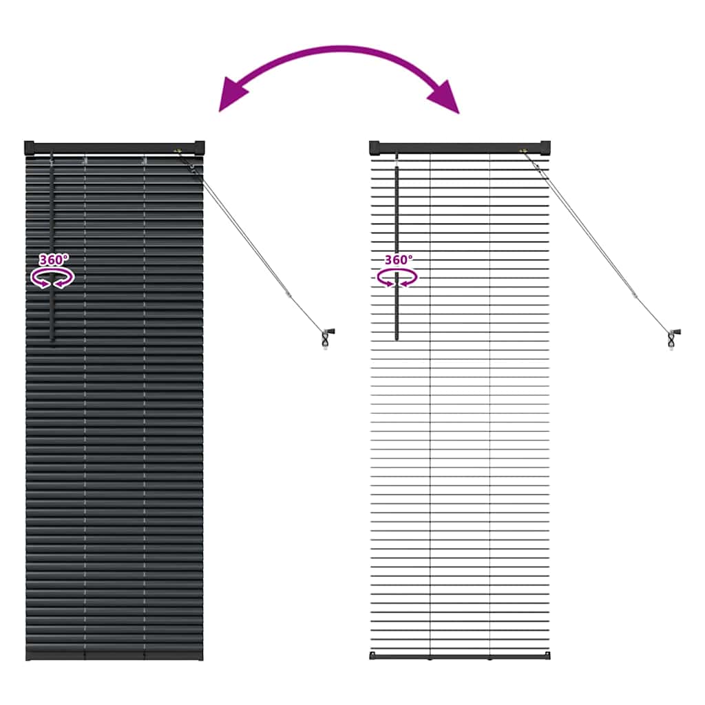 Fensterjalousie mit Vorhängen Schwarz Aluminium