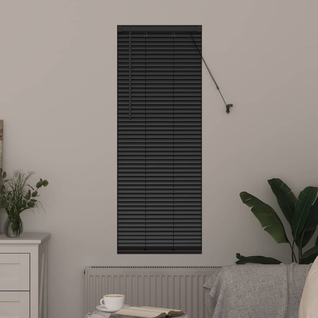 Fensterjalousie mit Vorhängen Schwarz Aluminium