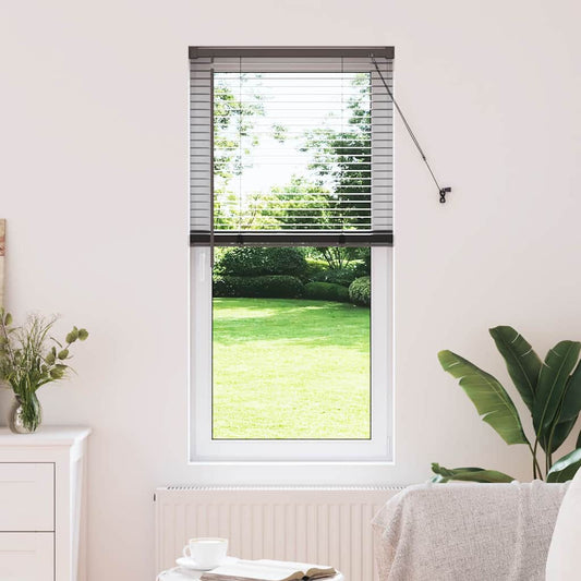 Fensterjalousie mit Vorhängen Schwarz Aluminium