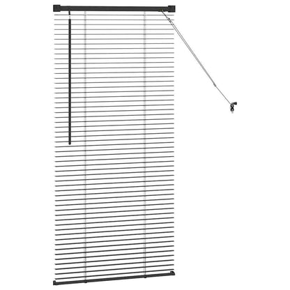 Fensterjalousie mit Vorhängen Schwarz Aluminium